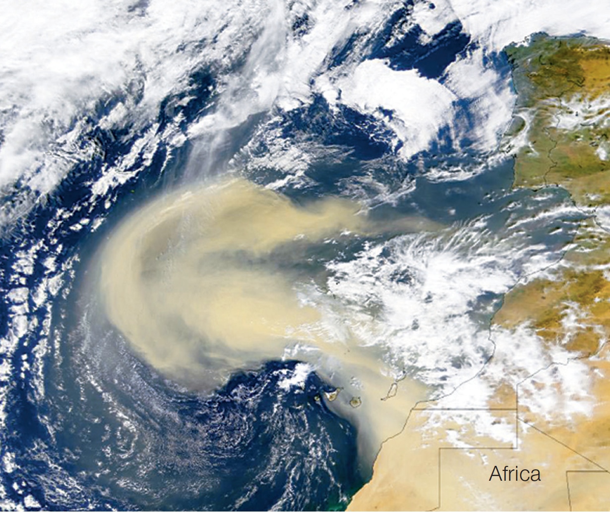 Modern-day dust cloud blowing from Africa’s Sahara