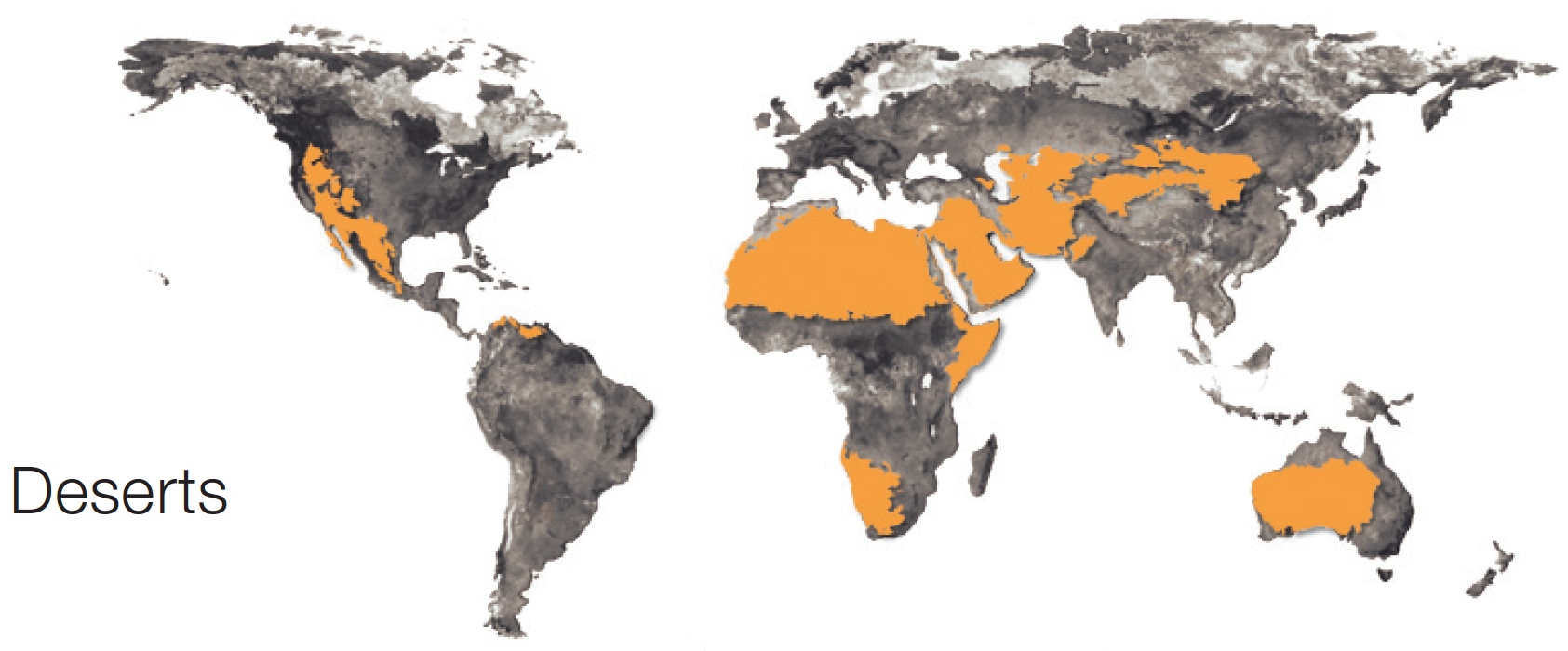 Deserts on the world map