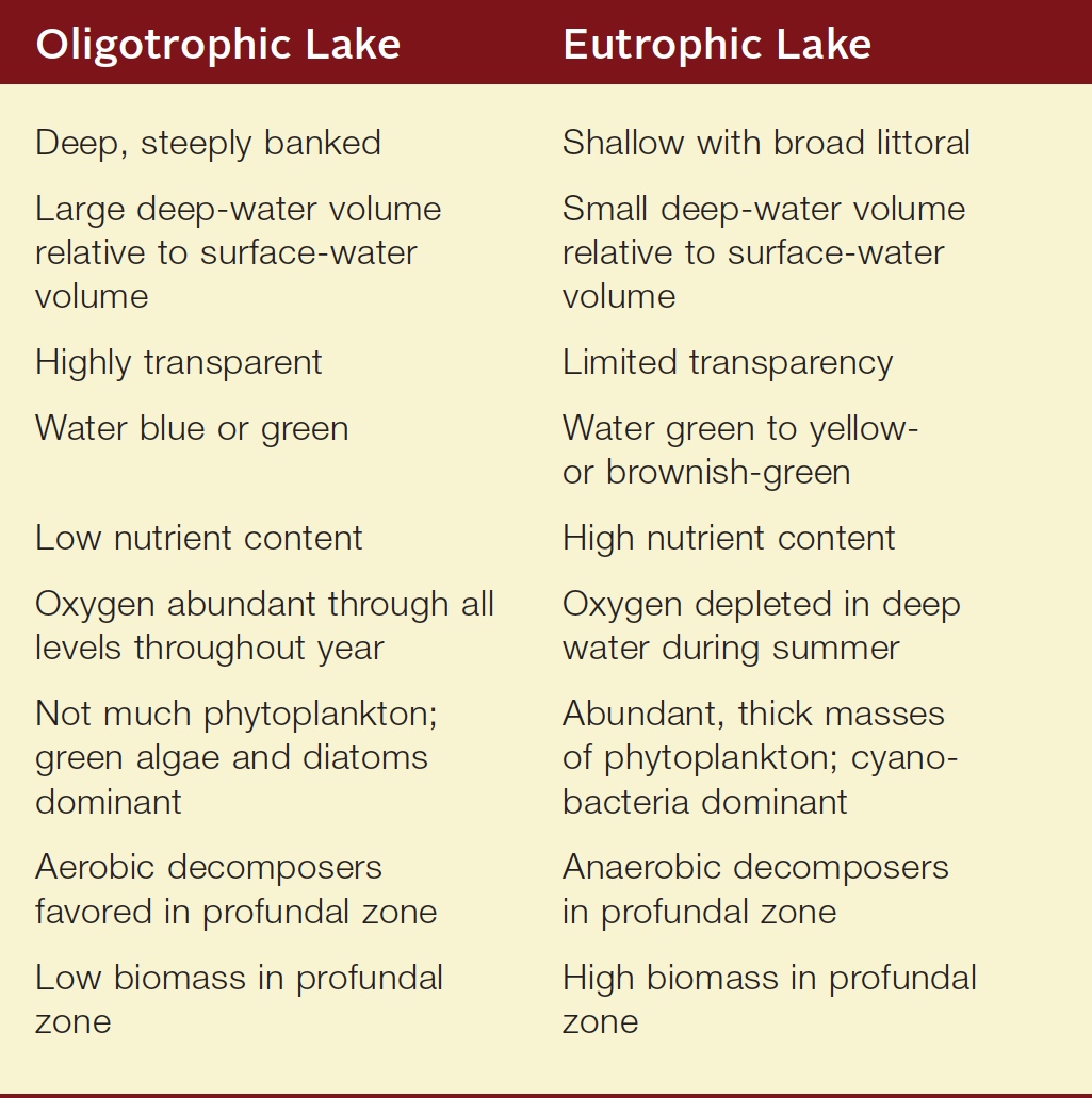 Oligotrophic vs. Eutrophic Lake