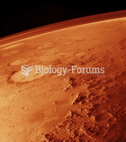 The tenuous atmosphere of Mars, visible on the horizon in this low-orbit photo