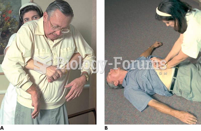 Administration of abdominal thrusts (the Heimlich maneuver) to (A) a conscious victim and (B) an unc