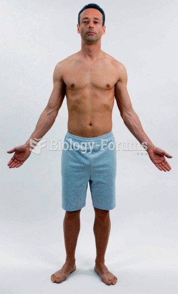 The anatomical position: standing erect, gazing straight ahead, arms down at sides, palms facing for