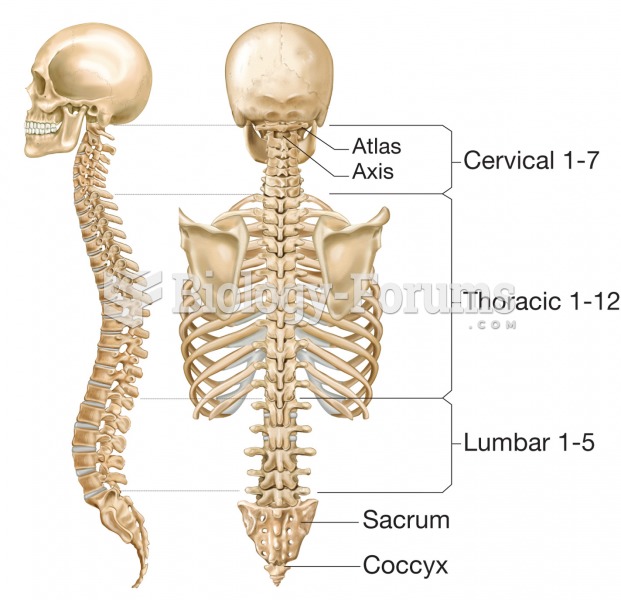Divisions of the vertebral column. 
