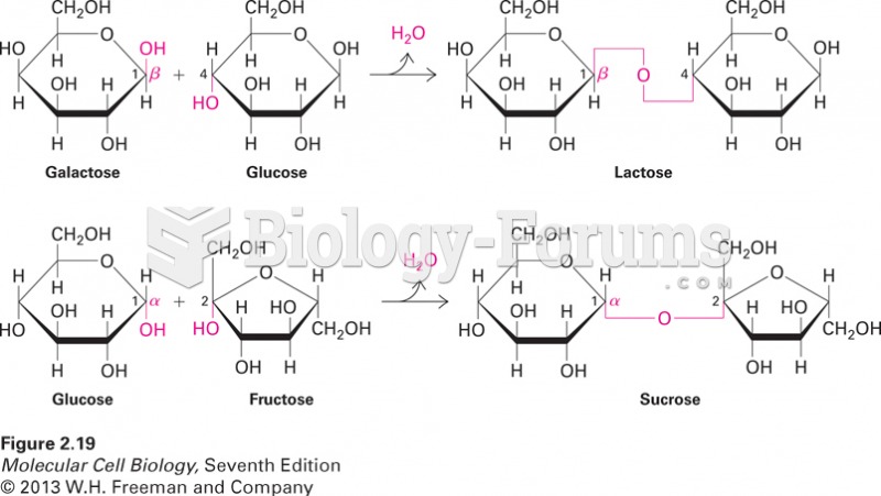 Formation of the disaccharides lactose and sucrose
