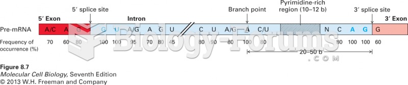 Consensus sequences around splice sites in vertebrate pre-mRNAs