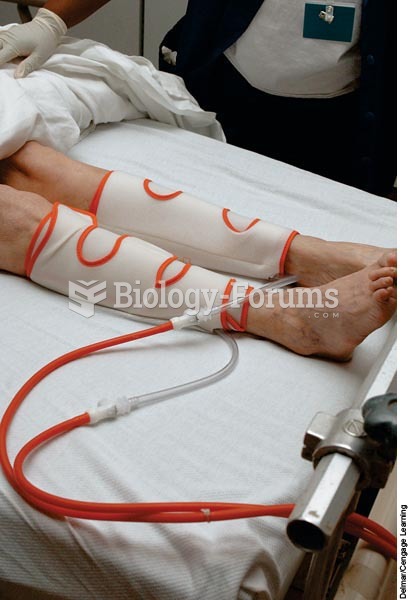 An alternating pneumatic compression device squeezes the leg tissues causing blood to move toward th