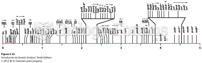 Part of the physical map of the E. coli genome, obtained by sequencing