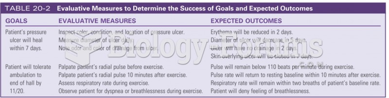 Evaluation measures to determine the success of goals