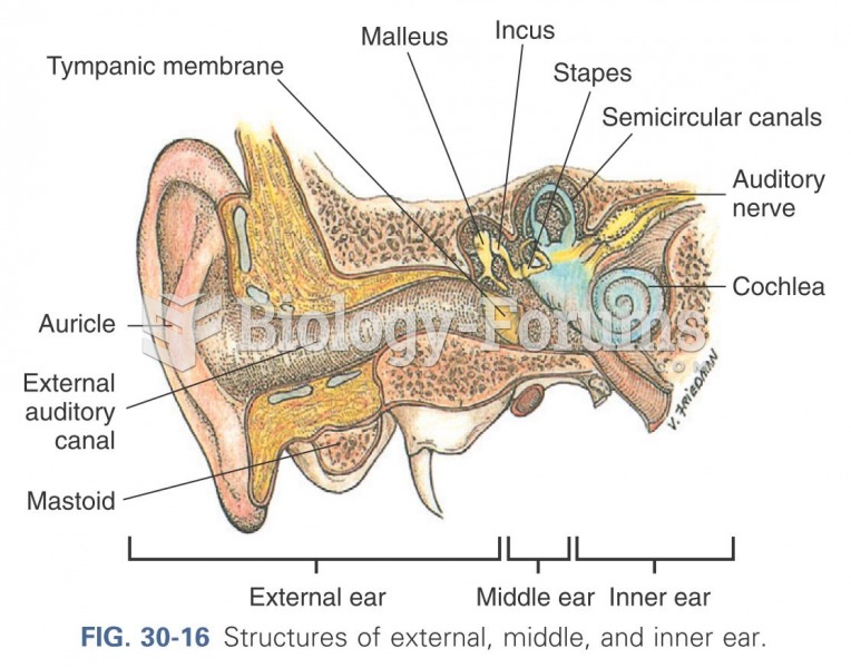 Structures of external, middle, and inner ear