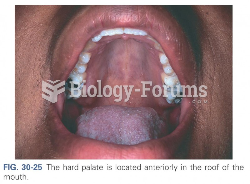 The hard palate is located anteriorly in the roof of the mouth