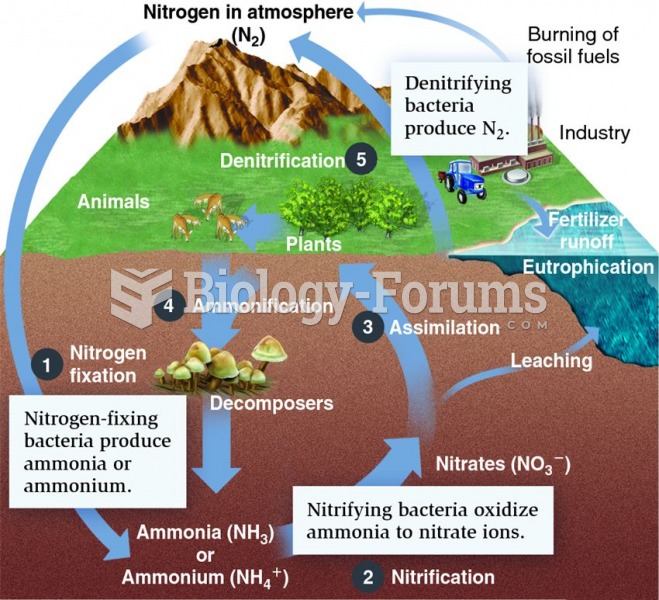 The nitrogen cycle. The five main parts of the nitrogen cycle are: