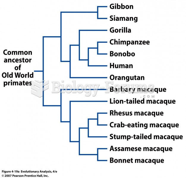 Phylogenies showing the relationships of some Old World primates