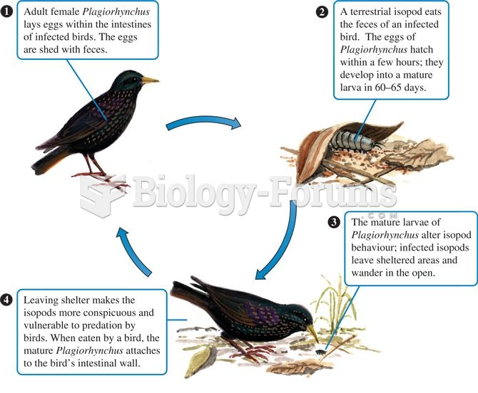 The life cycle of Plagiorhynchus cylindraceus, an intestinal parasite of birds.