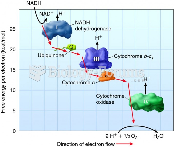 The relationship between free energy and electron movement along the electron transport chain