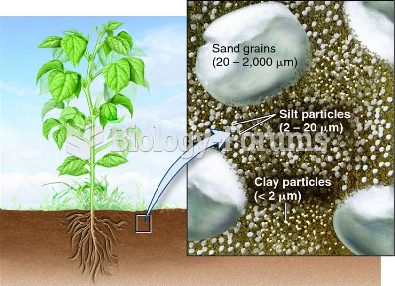 The relative sizes of inorganic soil components.