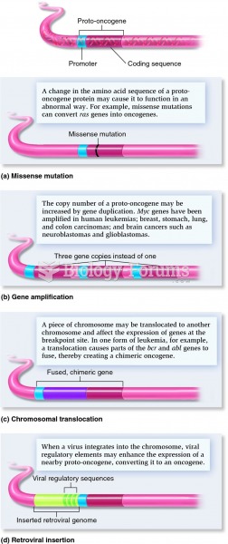 Genetic changes that convert proto-oncogenes to oncogenes