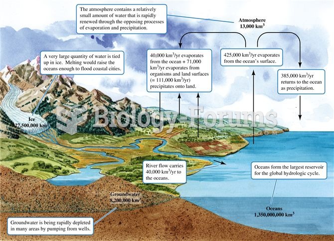 Major reservoirs and flows of the hydrological cycle.