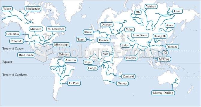 Major rivers throughout the world.