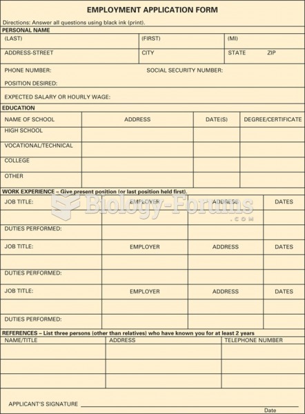 A standard employment application form may be used.