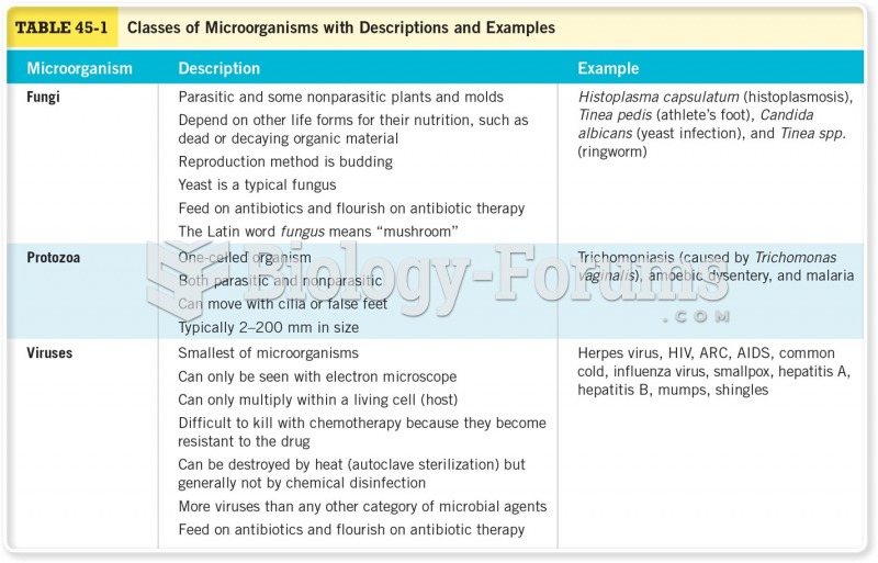 Classes of Microorganisms with Descriptions and Examples 