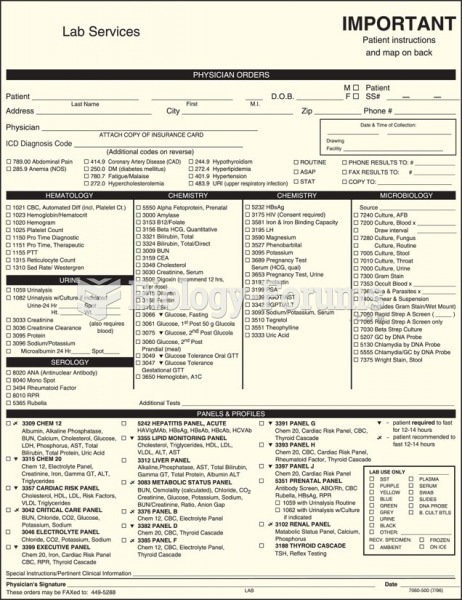 Laboratory requisition slip.