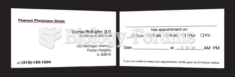 The reminder card should be completed and handed to the patient after the appointment is scheduled.