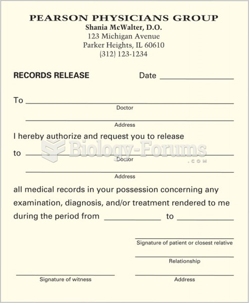 A release form for medical records.