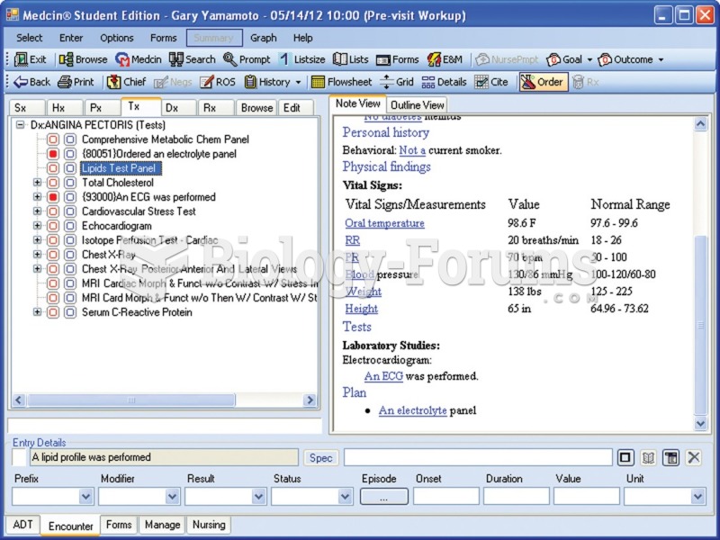 An example of an EHR screen used to order a laboratory test.