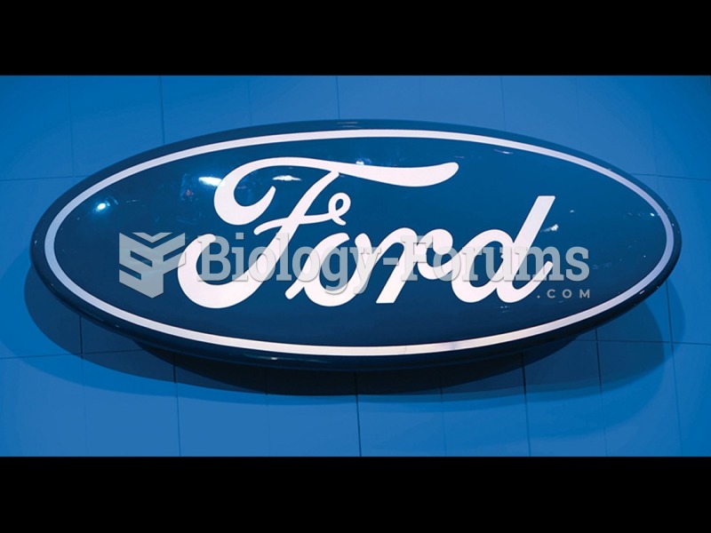The Ford logo on display at the 2009 New York International Auto Show. 