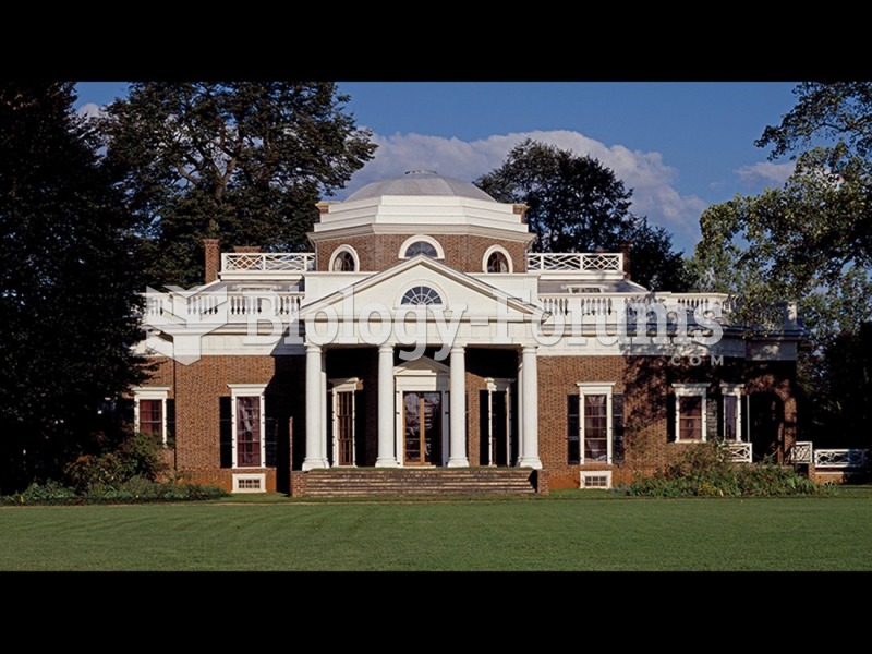 Thomas Jefferson, Monticello, Charlottesville, Virginia. 