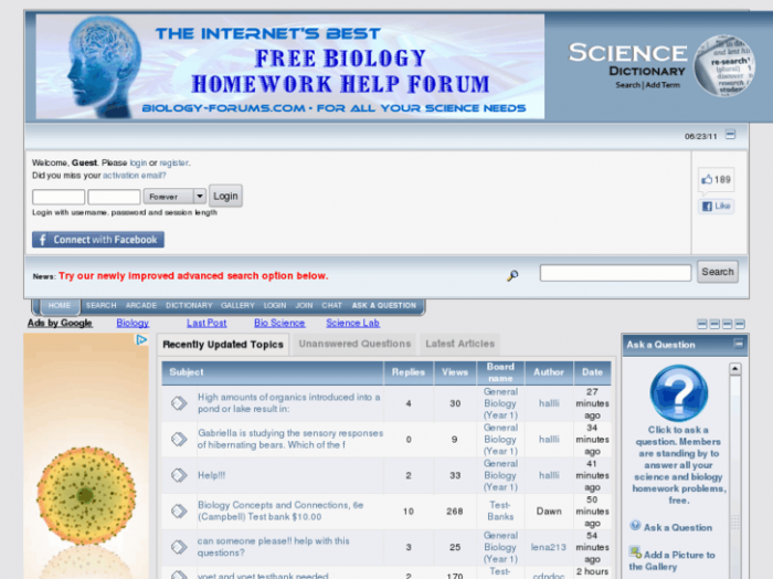 Biology Discussion Forums (2011)