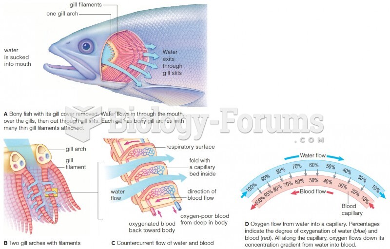 Structure and function of the gills of a bony fish. 