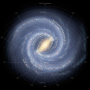 Illustration of the Milky Way galaxy, showing the location of the Sun