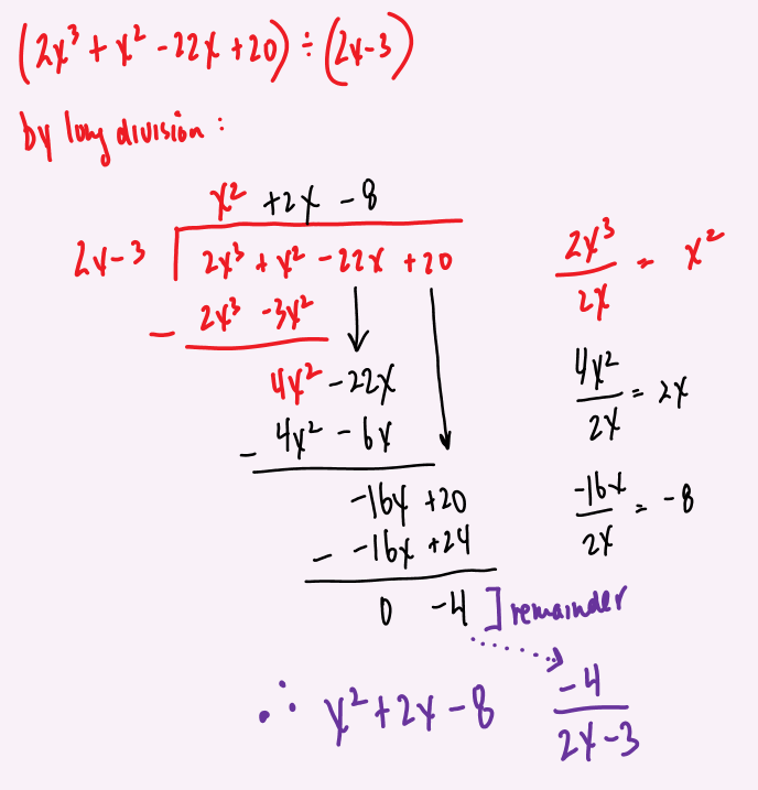 Long division of polynomials