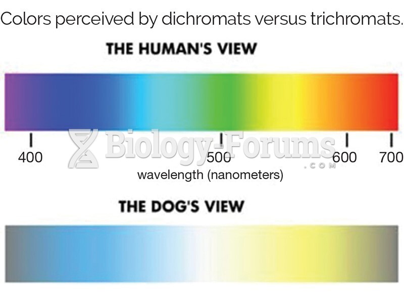 Colors perceived by dichromats versus trichromats 
